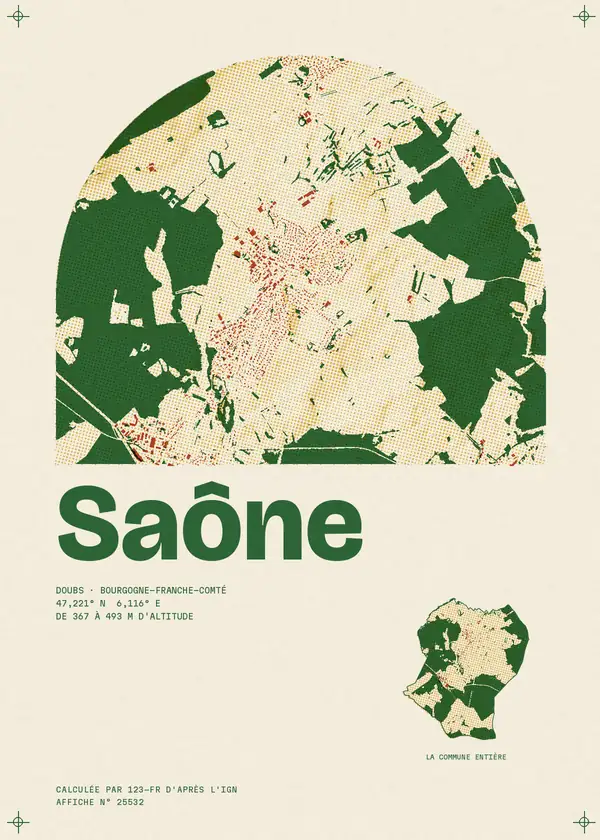 Affiche de Saône, calculée par 123-fr d'après l'IGN