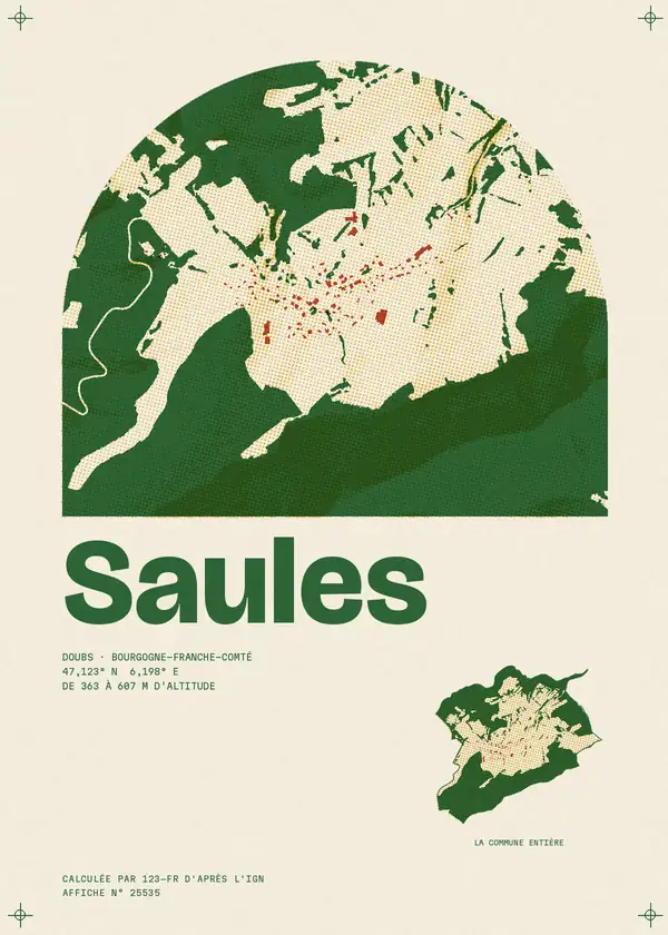 Affiche de Saules, calculée par 123-fr d'après l'IGN