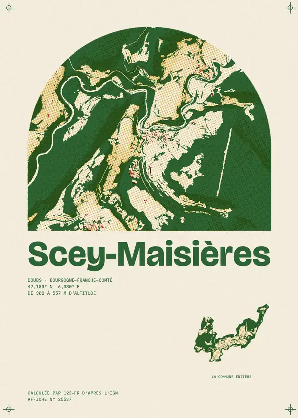Affiche de Scey-Maisières, calculée par 123-fr d'après l'IGN