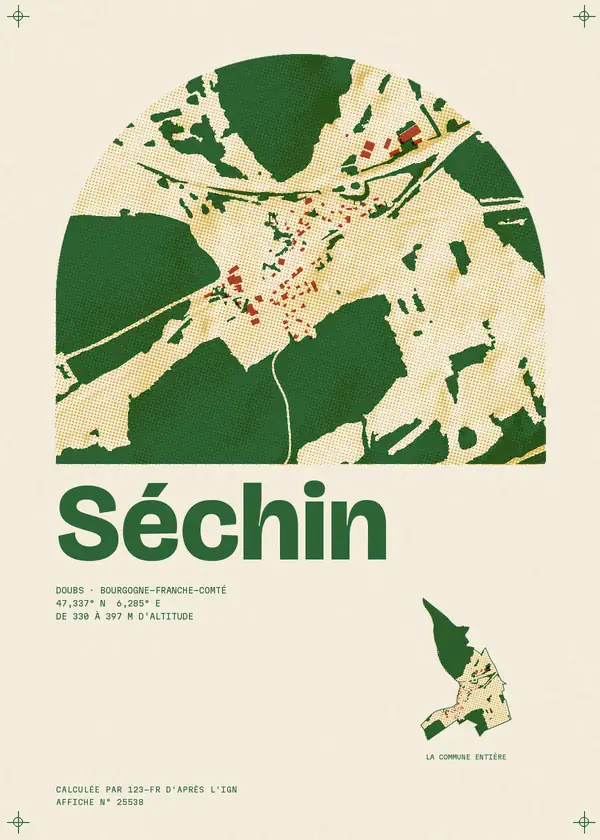 Affiche de Séchin, calculée par 123-fr d'après l'IGN
