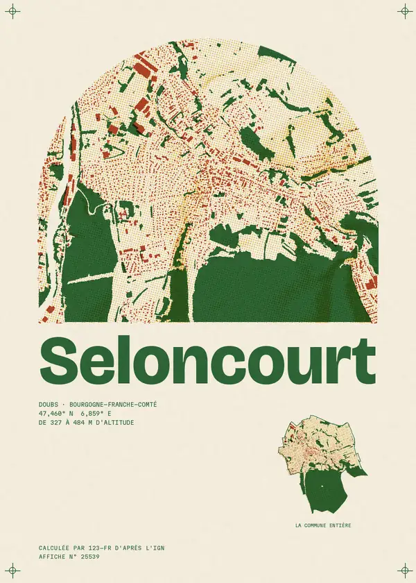 Affiche de Seloncourt, calculée par 123-fr d'après l'IGN