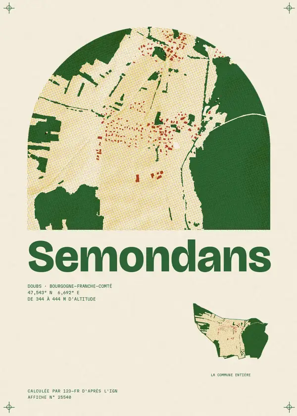Affiche de Semondans, calculée par 123-fr d'après l'IGN