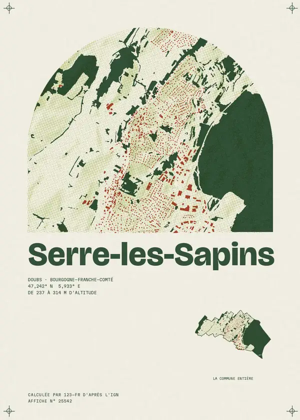 Affiche de Serre-les-Sapins, calculée par 123-fr d'après l'IGN