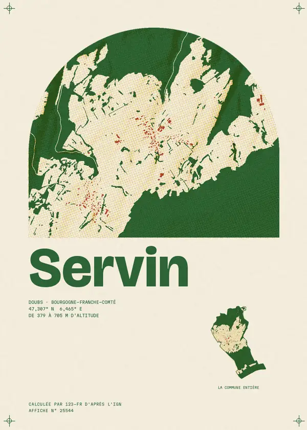 Affiche de Servin, calculée par 123-fr d'après l'IGN
