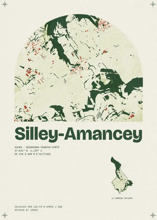 Affiche de Silley-Amancey, calculée par 123-fr d'après l'IGN