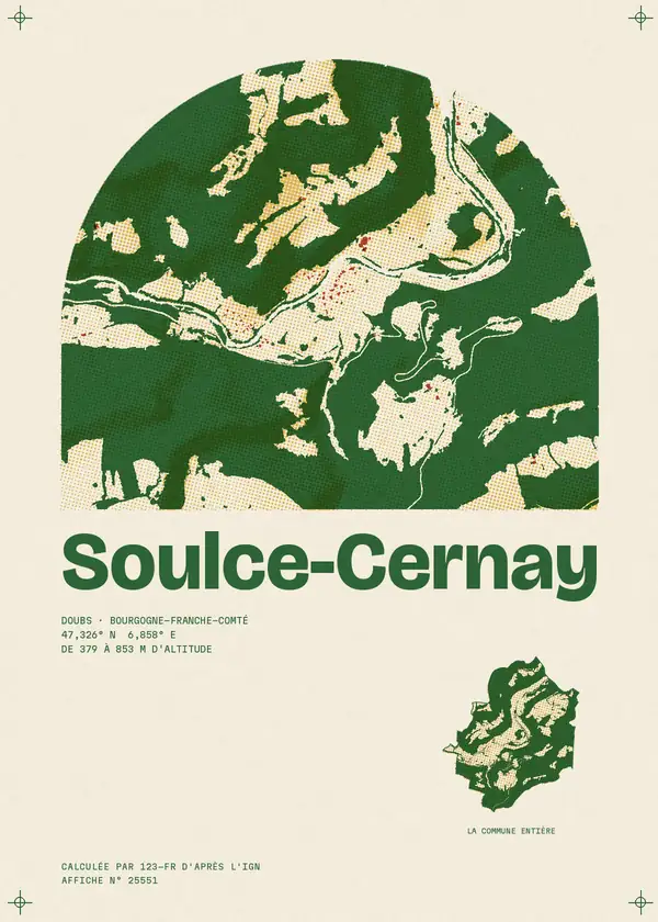 Affiche de Soulce-Cernay, calculée par 123-fr d'après l'IGN