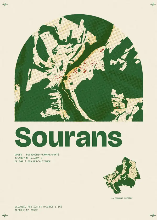 Affiche de Sourans, calculée par 123-fr d'après l'IGN