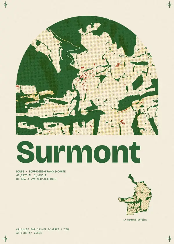 Affiche de Surmont, calculée par 123-fr d'après l'IGN