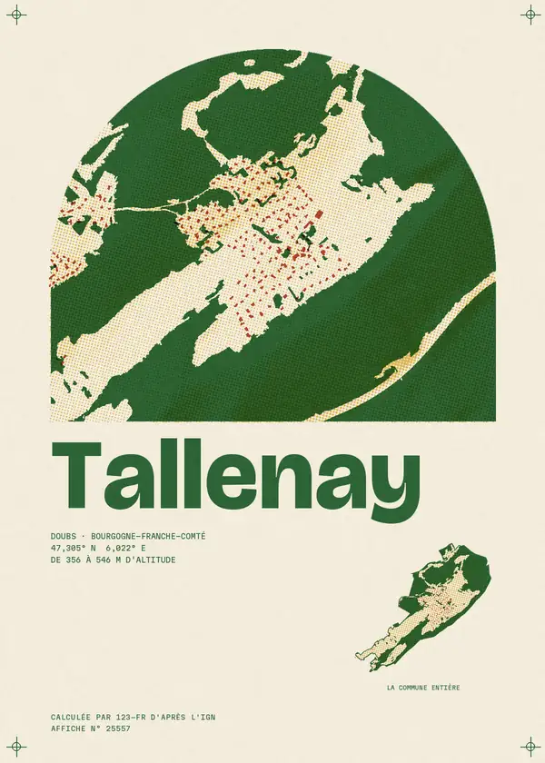 Affiche de Tallenay, calculée par 123-fr d'après l'IGN