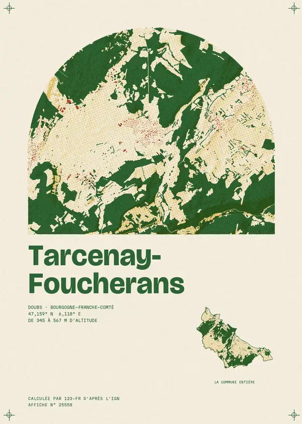 Affiche de Tarcenay-Foucherans, calculée par 123-fr d'après l'IGN