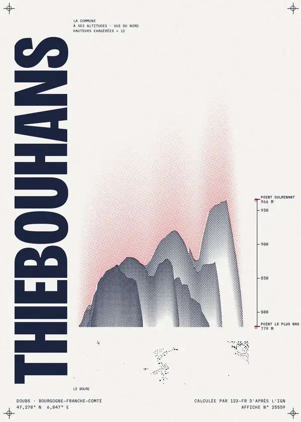 Affiche de Thiébouhans, calculée par 123-fr d'après l'IGN