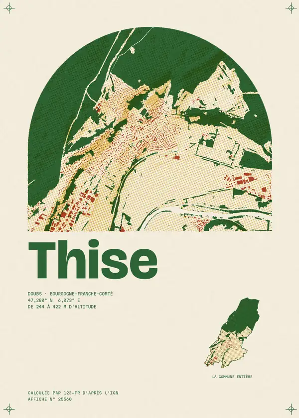 Affiche de Thise, calculée par 123-fr d'après l'IGN