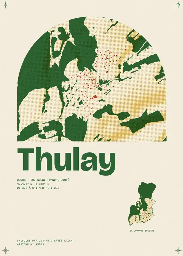 Affiche de Thulay, calculée par 123-fr d'après l'IGN