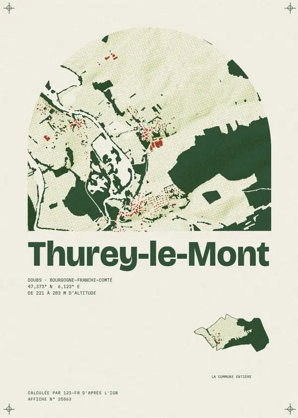 Affiche de Thurey-le-Mont, calculée par 123-fr d'après l'IGN