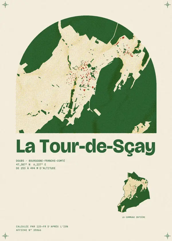 Affiche de La Tour-de-Sçay, calculée par 123-fr d'après l'IGN