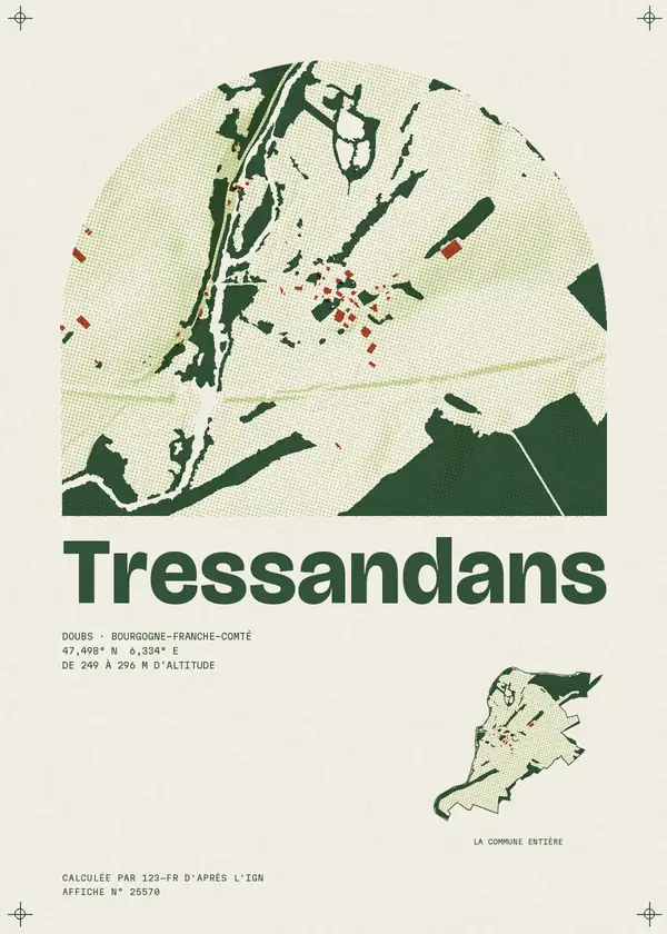 Affiche de Tressandans, calculée par 123-fr d'après l'IGN