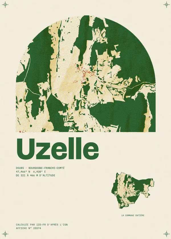 Affiche de Uzelle, calculée par 123-fr d'après l'IGN