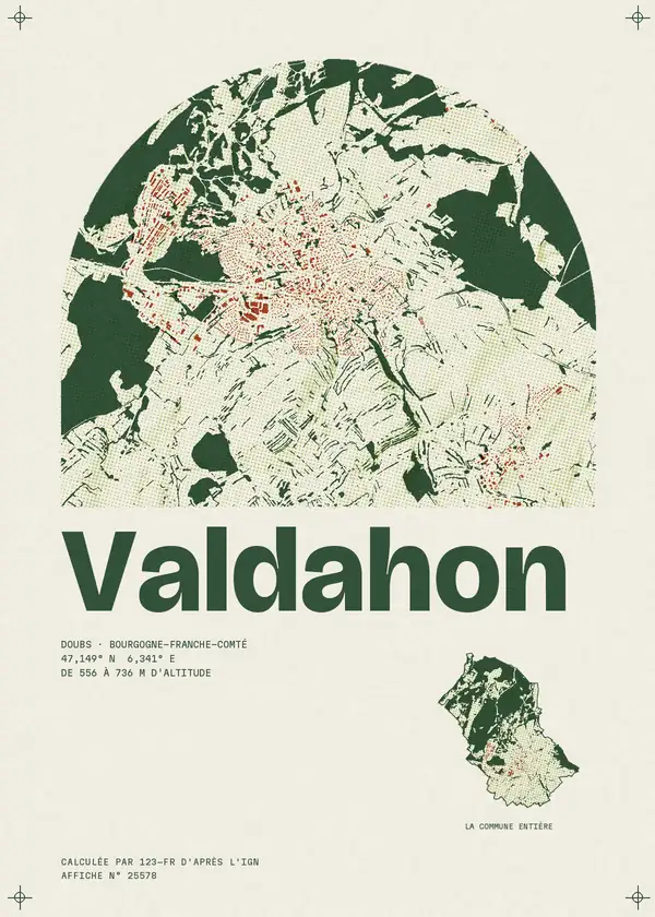 Affiche de Valdahon, calculée par 123-fr d'après l'IGN