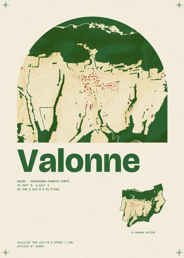 Affiche de Valonne, calculée par 123-fr d'après l'IGN