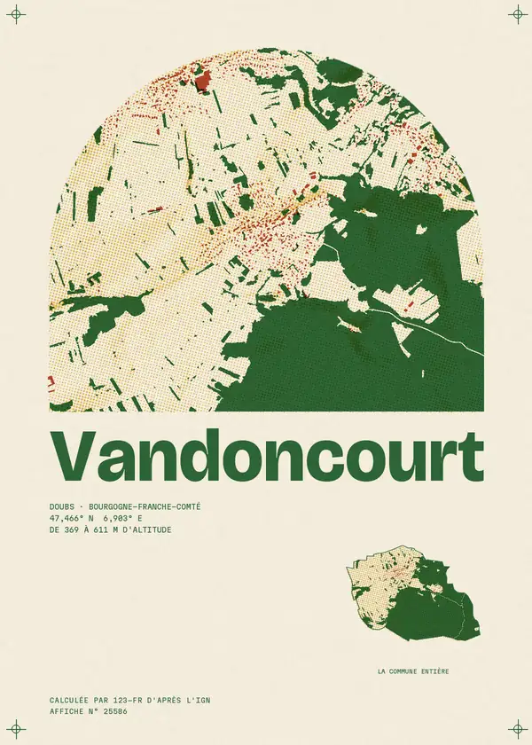 Affiche de Vandoncourt, calculée par 123-fr d'après l'IGN