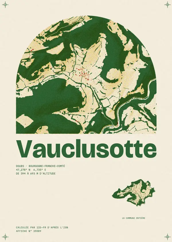 Affiche de Vauclusotte, calculée par 123-fr d'après l'IGN