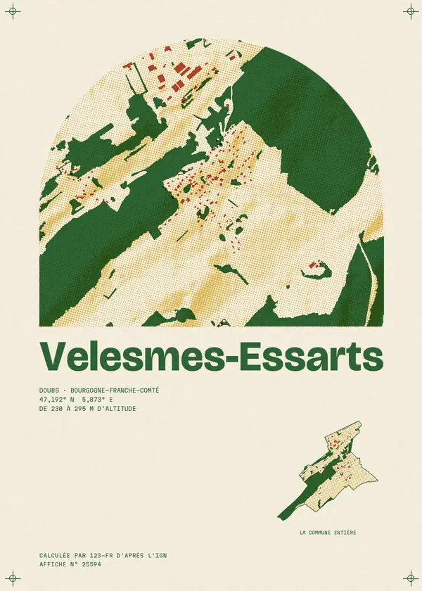 Affiche de Velesmes-Essarts, calculée par 123-fr d'après l'IGN