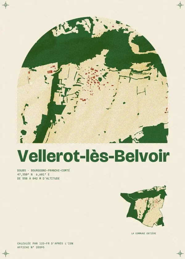 Affiche de Vellerot-lès-Belvoir, calculée par 123-fr d'après l'IGN
