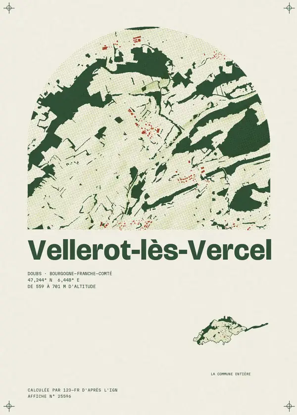 Affiche de Vellerot-lès-Vercel, calculée par 123-fr d'après l'IGN