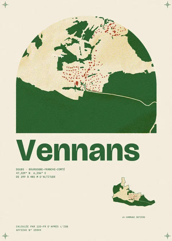 Affiche de Vennans, calculée par 123-fr d'après l'IGN