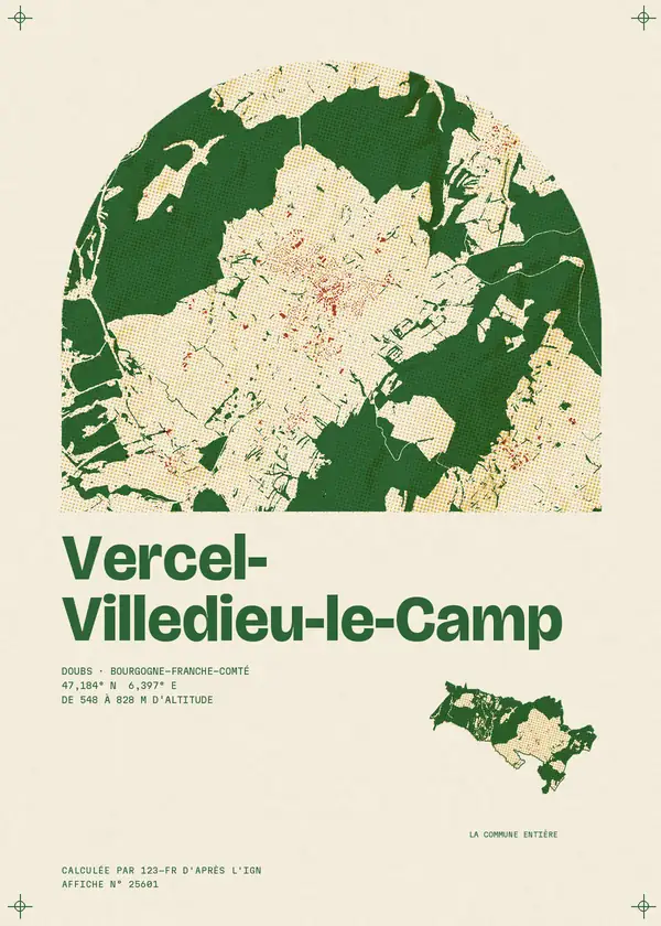 Affiche de Vercel-Villedieu-le-Camp, calculée par 123-fr d'après l'IGN