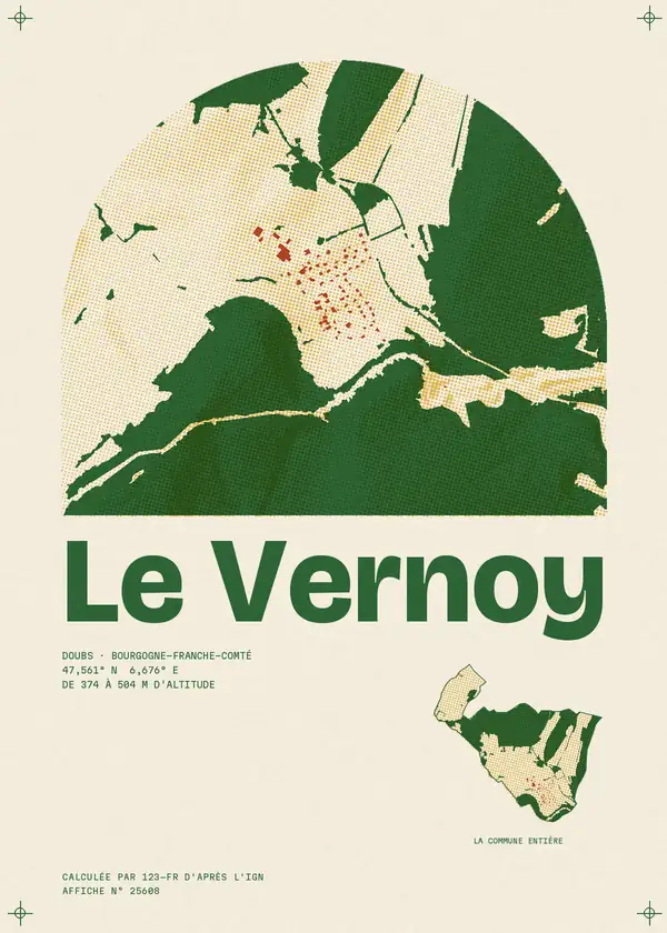 Affiche de Le Vernoy, calculée par 123-fr d'après l'IGN