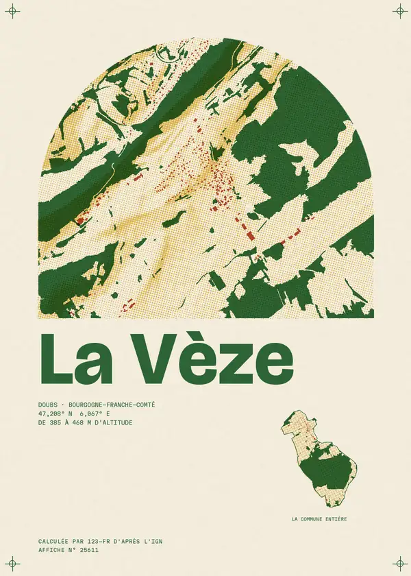 Affiche de La Vèze, calculée par 123-fr d'après l'IGN