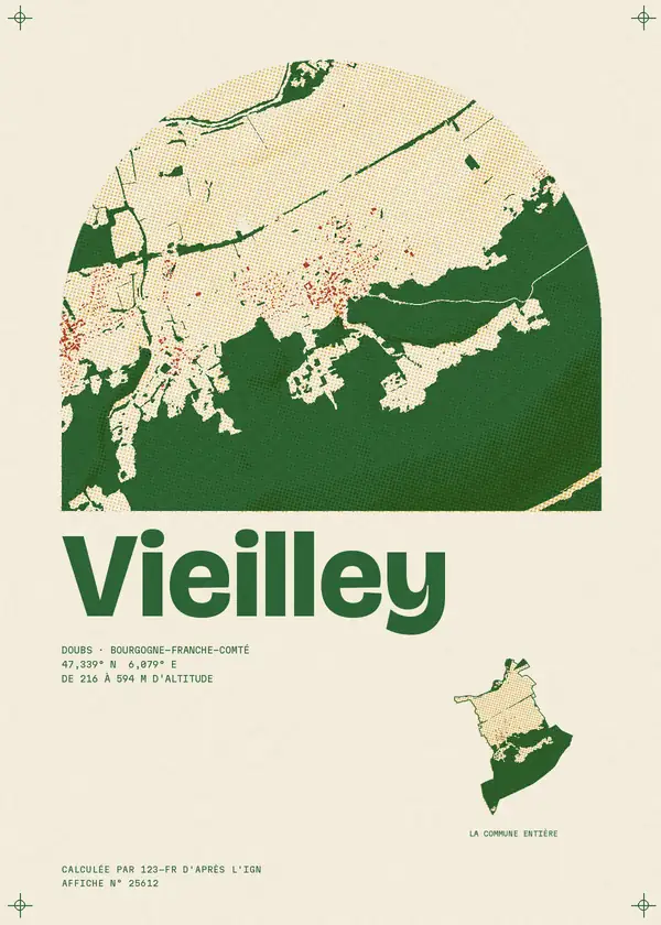 Affiche de Vieilley, calculée par 123-fr d'après l'IGN