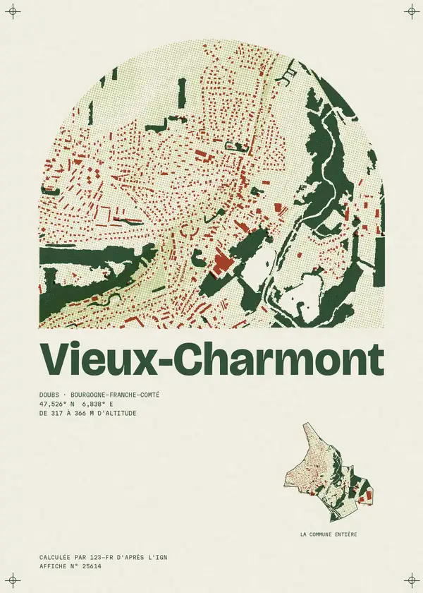 Affiche de Vieux-Charmont, calculée par 123-fr d'après l'IGN