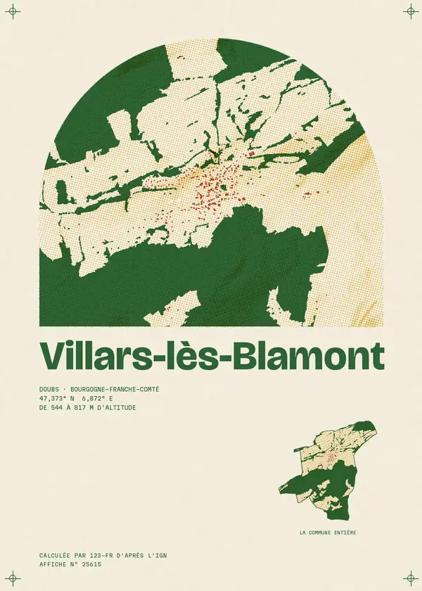 Affiche de Villars-lès-Blamont, calculée par 123-fr d'après l'IGN