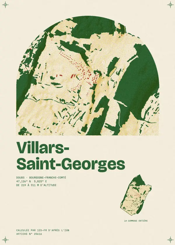 Affiche de Villars-Saint-Georges, calculée par 123-fr d'après l'IGN