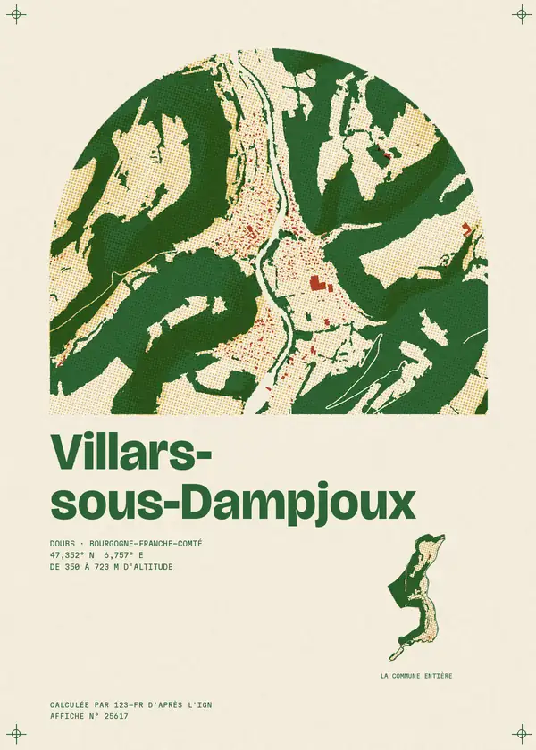 Affiche de Villars-sous-Dampjoux, calculée par 123-fr d'après l'IGN