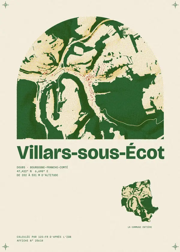 Affiche de Villars-sous-Écot, calculée par 123-fr d'après l'IGN