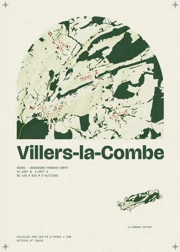 Affiche de Villers-la-Combe, calculée par 123-fr d'après l'IGN