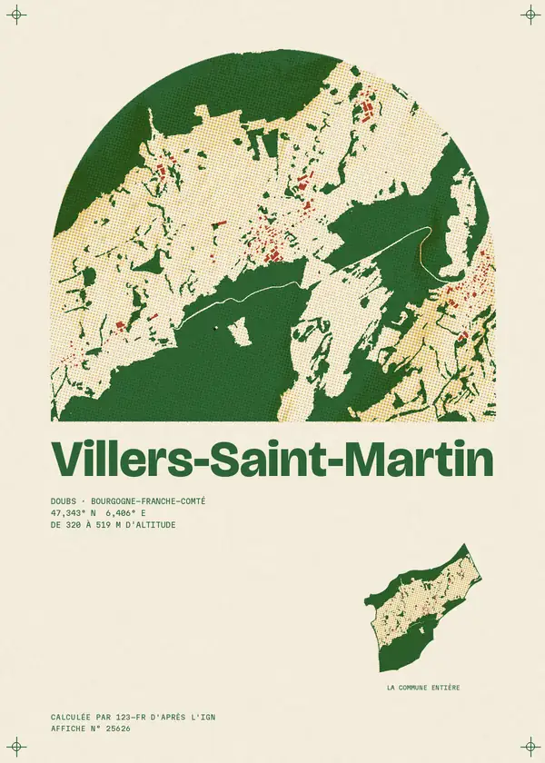 Affiche de Villers-Saint-Martin, calculée par 123-fr d'après l'IGN