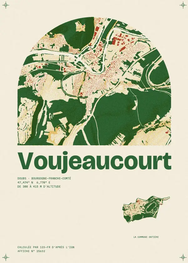 Affiche de Voujeaucourt, calculée par 123-fr d'après l'IGN