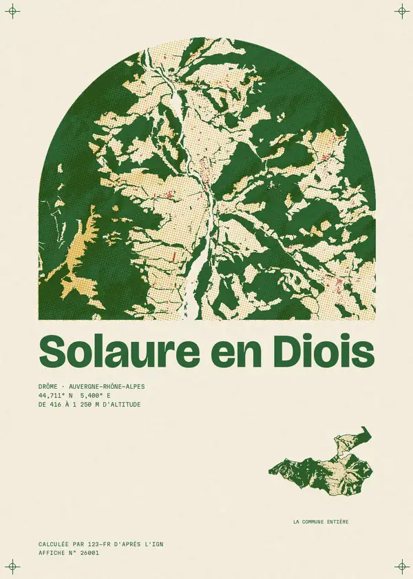 Affiche de Solaure en Diois, calculée par 123-fr d'après l'IGN