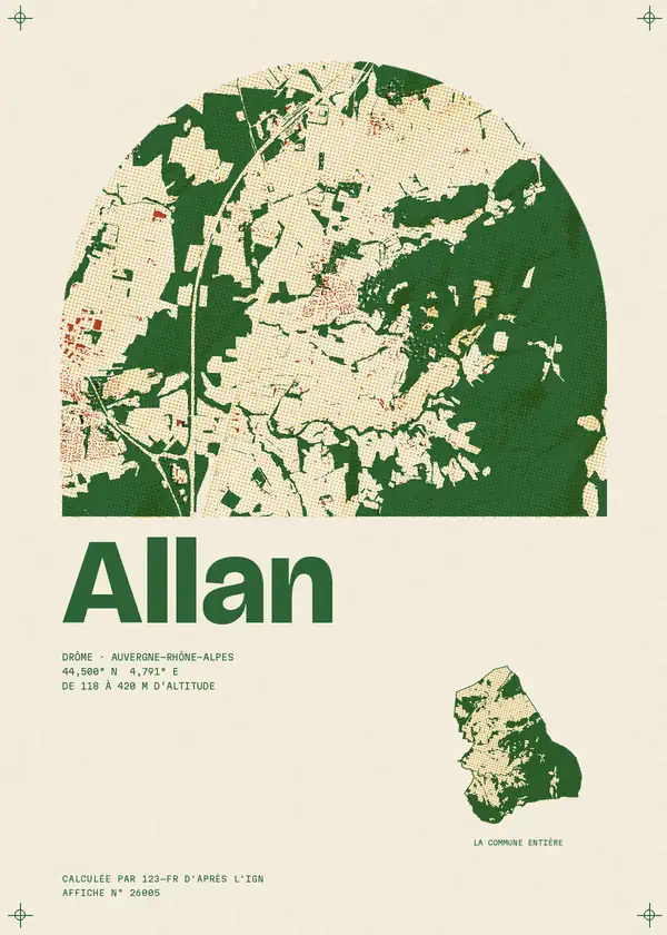Affiche de Allan, calculée par 123-fr d'après l'IGN