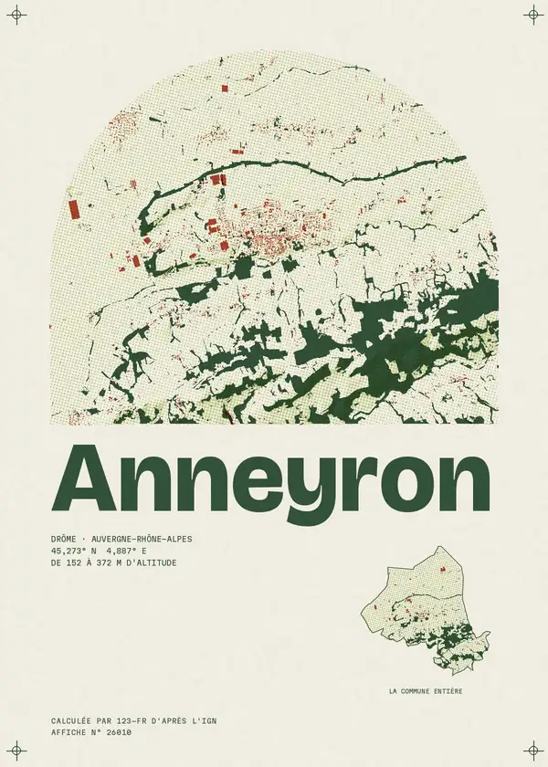 Affiche de Anneyron, calculée par 123-fr d'après l'IGN