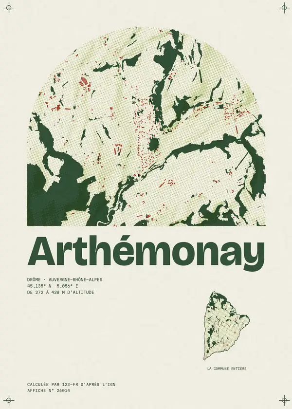 Affiche de Arthémonay, calculée par 123-fr d'après l'IGN