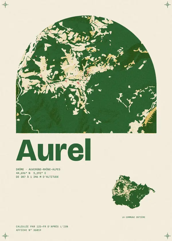 Affiche de Aurel, calculée par 123-fr d'après l'IGN