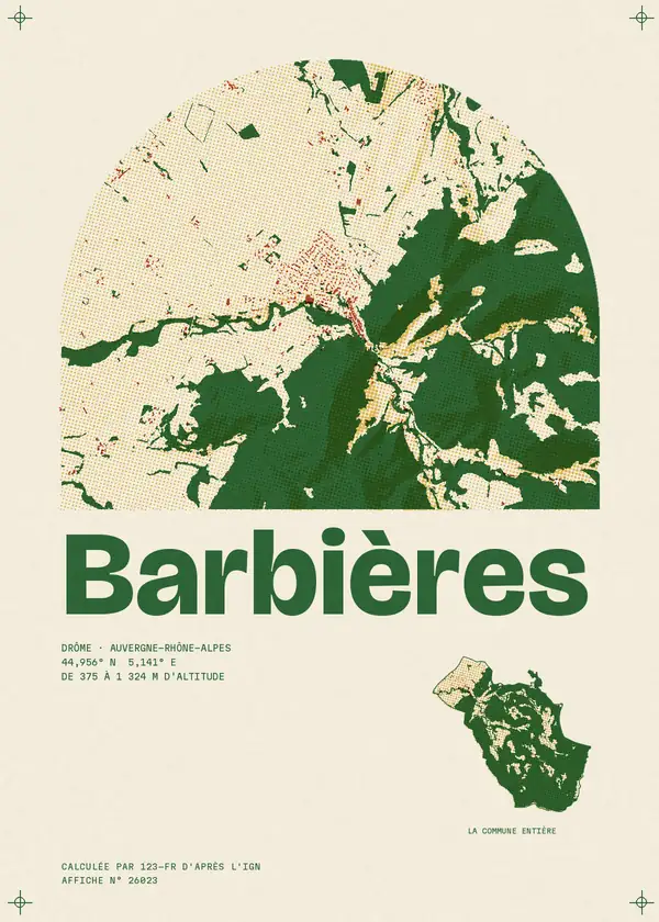 Affiche de Barbières, calculée par 123-fr d'après l'IGN