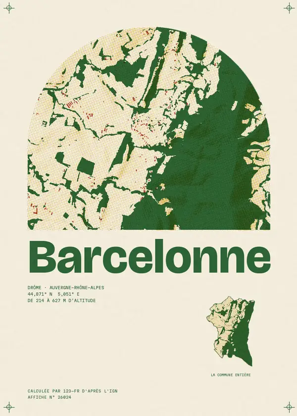 Affiche de Barcelonne, calculée par 123-fr d'après l'IGN