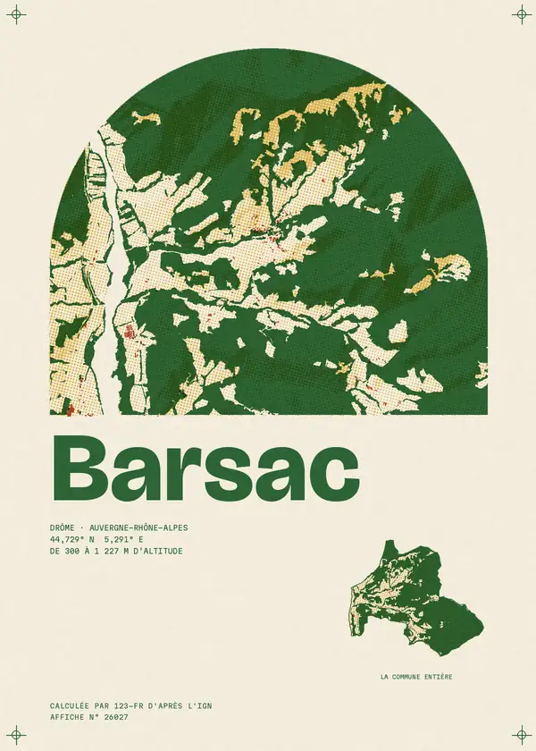 Affiche de Barsac, calculée par 123-fr d'après l'IGN