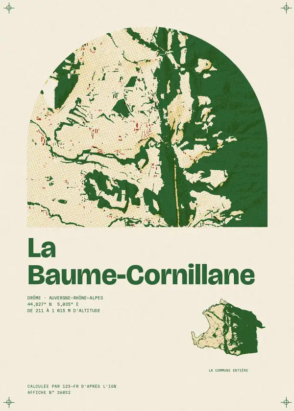 Affiche de La Baume-Cornillane, calculée par 123-fr d'après l'IGN